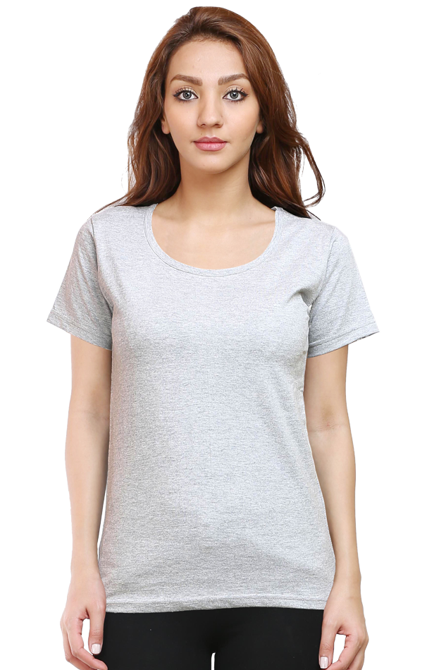Women's Grey Melenge T-Shirt - Premium Comfort & Classic Style